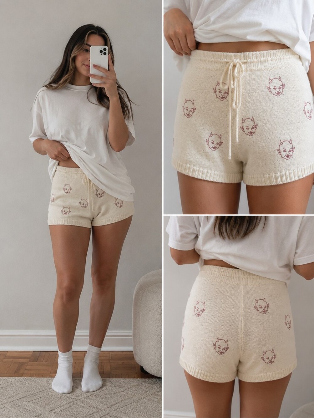 #1158 NWOT Spirit Jersey Hell's Kitchen Devil Embroidered  Shorts